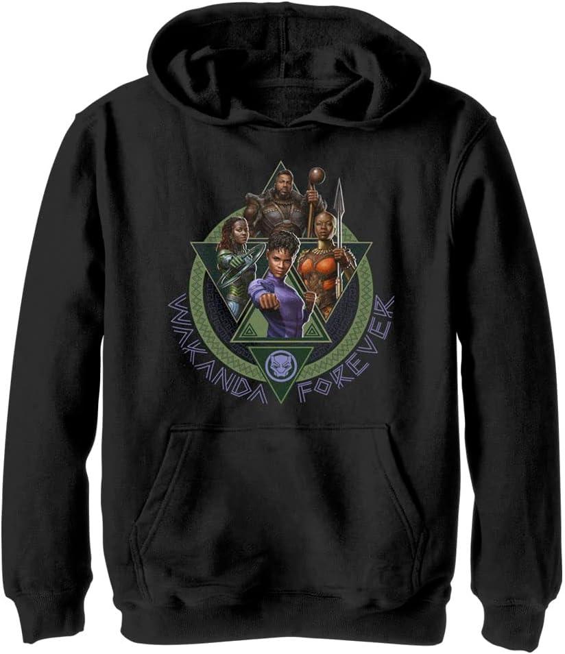 Marvel Boys' Wakanda Forever Squad Hoodie (Large, Black)