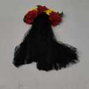 June Bloomy Day of the Dead Headpiece Rose Floral Crown Veil Halloween Costume Mexican Flower Headband (Red Yellow)