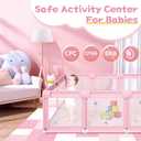 Pink Large Baby Playpen, Playpen 74x50 for Girl, Large Baby Play Yards Indoor & Outdoor, Sturdy Safety Girls Play Pen with Soft Breathable Mesh, Toddlers Activity Center with Anti-Slip Base