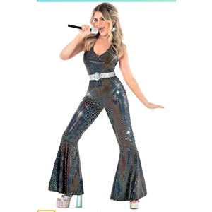Morph Disco Costume Women - 70s Retro Jumpsuit Costume For Parties & Halloween - 70s Disco Outfits For Women , XS