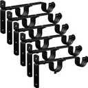 Curtain Rod Bracket, Double Heavy Duty Curtain Rod Hooks 1 Inch Black Curtain Rod Holders Hangers for Wall, 6 Pack Drapery Rods Support Brackets for Drape Poles