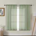 Gwine Sage Green Sheer Curtains for Bedroom 54 inches Long 2 Panels, Light Filtering Voile Rod Pocket Curtains, Airy Transparent Sheer Drapes for Living Room, Each 42" Wx54 L