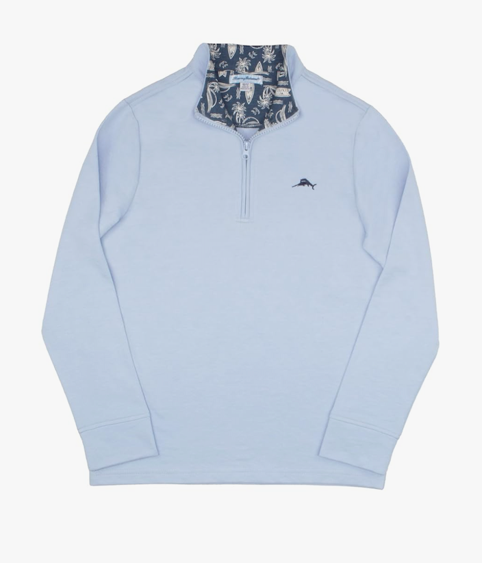 Tommy Bahama Boys Quarter-Zip Pullover Shirt - Lightweight Casual Knit Long Sleeve Sweater for Kids, Size 8