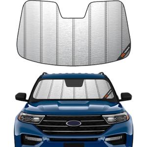 Pigenius Windshield Sunshade for Ford Explorer 2020-2025, Metallic Silver Finish