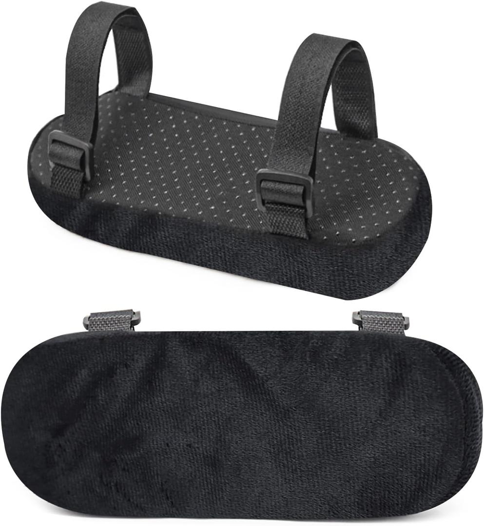 Set of 2 Soft Office Chair Arm Covers Memory Foam, Elbow Support Wheelchair Armrest Pads, Chair Arm Rest Pads Cushions for Computer Gaming Desk Chairs Forearms Pressure Relief, Black