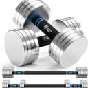 Northdeer V2.0 Upgraded Adjustable Steel Dumbbells 40LB / 60LB - 2 in 1 Dumbbell Barbell Set for Home Gym Workout - Compatible with V1.0 Dumbbells