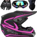 TTMiku Youth Kids Dirt Bike Helmet, Motocross Off Road Motorcycle ATV UTV Street Bike Casque Casco Combo Gloves Goggles Mask (4Pcs Set), DOT Approved, PINK S