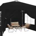 SANWAY 10x10 Pop Up Canopy Tent with Sidewalls x 4 Easy Setup Canopy Tent, Waterproof, UV-Resistant, Portable with Carry Bag for Outdoor Events, Camping, and Backyard Parties Black