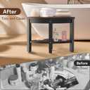 17.7" Shower Stool for Inside Shower, Poly Lumber Corner Shower Bench with Storage Shelf & Adjustable Height Legs, 400LBS Shower Seat, Foot Rest for Shaving Legs, Indoor/Outdoor Use (Black)