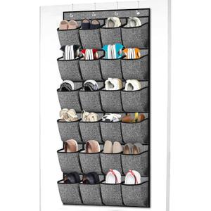homyfort Over the Door Shoe Organizer, Hanging Shoe Rack Storage Holder with 24 Large Pockets for Closet Door, Men Women Kids Shoes, Cruise (Black) (Linen-like Black)