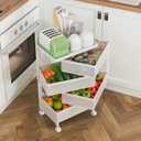 Fruit Basket for Kitchen No Assembly 4-Tier Rotating Storage Rack, Vegetable Storage CartBathroom Shelf,Storage Drawer Cart,Kitchen Organizers and Storage Cart(Bright White, 4 Tier-Square)