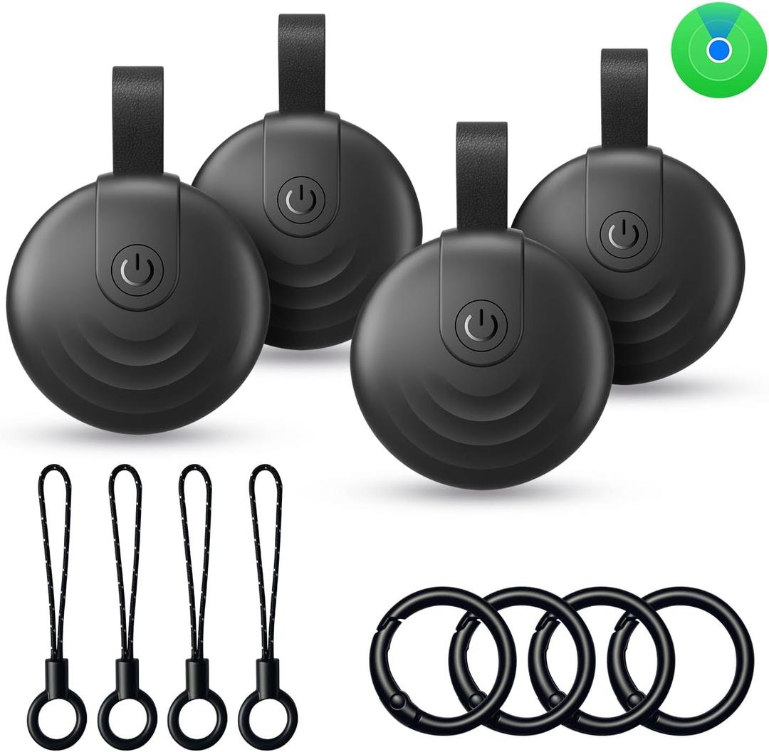 Air Tracker Tags (iOS Only) 4 Pack: Bluetooth Item Finder with Apple Find My APP, Item Locator for Keys Finder, Bags Wallets Anti-Loss, IP68 Waterproof Smart Tag (F20 Black)