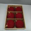 Velvet Christmas Ball Ornaments Set - 6 Pcs 4" Large Hanging Balls Burgundy Brown Green with Gold Detailing Shatterproof Luxury Decor for Xmas Tree Holiday Home Party & Seasonal Decorations