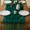 3 Pack Dark Green Cheesecloth Table Runner 35x120 Inch Long Romantic Table Runner for Wedding Bridal Shower Birthday Party Spring Easter Holiday Home Decorations Emerald Green (Dark Green, 3 Pack)