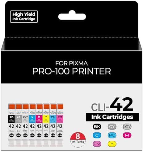 CLI-42 Pro 100 Ink Cartridges Compatible for Canon 42 CLI-42 CLI42 Ink Cartridges Value Pack Compatible for Canon pro-100 Ink Cartridge for PIXMA Pro 100 Pro-100 Pro100s Pro100 Printers (5 Pack)