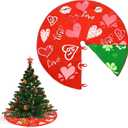 St Patricks Day Tree Skirt Decorations, Reversible Shamrock Double Sided Print Mat, 36 Inch Clover Love Heart Tree Skirts for St Patrick's Day Wedding Valentines Home Holiday Party Decor Supplies (Green and Pink)