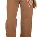 Sidefeel Women's Jeans High Waisted Straight Leg Stretchy Jeans Trendy Welt Pockets Loose Wide Leg Zimbaplatinum Denim Pants (12, Brown)