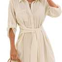 Blooming Jelly Womens Swimsuit Coverup Bikini Bathing Suit Cover Up Tie Side Beach Dress Shirt (Large, Beige)
