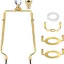 8 9 10 11 inch Gold Lamp Shade Harp Holder, Adjustable Height Harp Kit with Crystal & Metal Finial, DIY Replacement Making Repair Lampshade Bracket E14 E26 E27 Adapter Base Table Floor Light