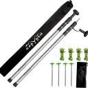 Telescoping Tarp Poles | Replacement Canopy Adjustable Aluminum Rods, Portable & Lightweight for Tent Fly, Awning, Outdoor Camping, Hiking, Backpacking & Rainfly + Pegs & Reflective Ropes