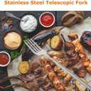 4 x Extendable Fork, Durable Stainless Steel Telescopic Fork Retractable Dinner Forks Dessert BBQ Dinner Fruit Long Handle Telescoping Fork Cutlery for Cooking 8.7-25.4Inch (One Dinner Fork)