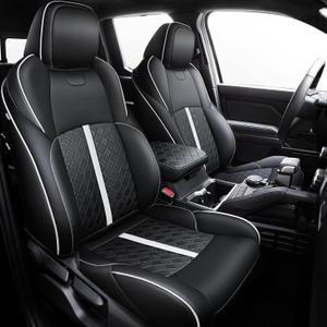 Carlimeki Leather Seat Covers Custom Fit for Tacoma Gen 4th (2024-2026) Double Cab, for SR, SR5, TRD PreRunner, TRD Sport, TRD Off-Road, Limited, Trailhunter - Armrest Covers Included - Fully Covered