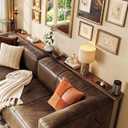 Huuger 78.7-94.5'' Extendable Behind Couch Table with Outlets, Rustic Brown, 78.7- 94.4"W x 29.5"H