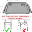 Walker Tray with Two Cup Holder - Folding Rollator Desk Lap Board Eating Aid for Nursing Patient, 11"W x 16"L