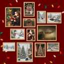 97 Decor Vintage Christmas Prints Unframed - Classic Christmas Wall Art, Moody Christmas Pictures Wall Decor Aesthetic, Holiday Poster Winter Art, Retro Xmas Painting Santa Artwork For Home Bedroom