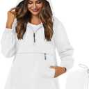 Avoogue Womens Rain Jacket with Hood,Pullover,Packable,Lightweight,Windbreaker,Waterproof,Breathable. (Small, White)