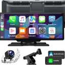 LAMTTO Wireless Car Stereo Apple Carplay with 1080P Reverse Camera,9.26" Portable Touchscreen Car Play Screen for Car, Car Radio Receiver with Android Auto, GPS Navigation, Bluetooth, AirPlay, FM, Siri