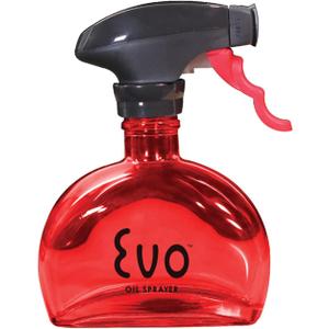 Evo Glass Oil Sprayer Bottle | Non-Aerosol for Olive Oil, Cooking Oils, Vinegars | 6-Oz Capacity | Rotatable Nozzle | Gourmet Cooking Tools - Food-Safe Materials | Red