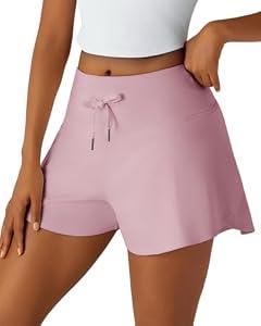 Leapstride Athletic Shorts for Women Flowy Tennis 2-in-1 Running High Waist Shorts- with Pockets Butterfly Workout Gym Casual Large