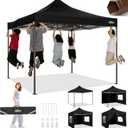 COBIZI 10x10 Pop Up Heavy Duty Canopy with 4 Sidewalls and Hexagonal Legs, Easy up Tent for Events, Parties, Camping, Outdoor Canopy with Portable Bag, Waterproof & UPF50+ (Black)