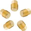 Solid Brass Pipe Fitting, 1/4" NPT Male Square Head Plug (5 pcs)