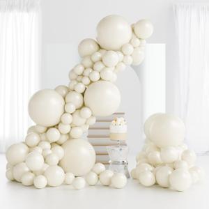 RUBFAC 145pcs White Sand Balloons Latex Cream Balloons 18 12 10 5 Inch Party Beige Balloon Kit Different Sizes for Birthday Party Wedding Balloon Graduation Baby Shower Decoration