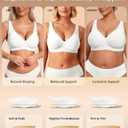 Vertvie Wireless V-Neck Jelly Support Bra Seamless No Underwire Push Up Comfort Everyday Bra for Women(White,36DD)