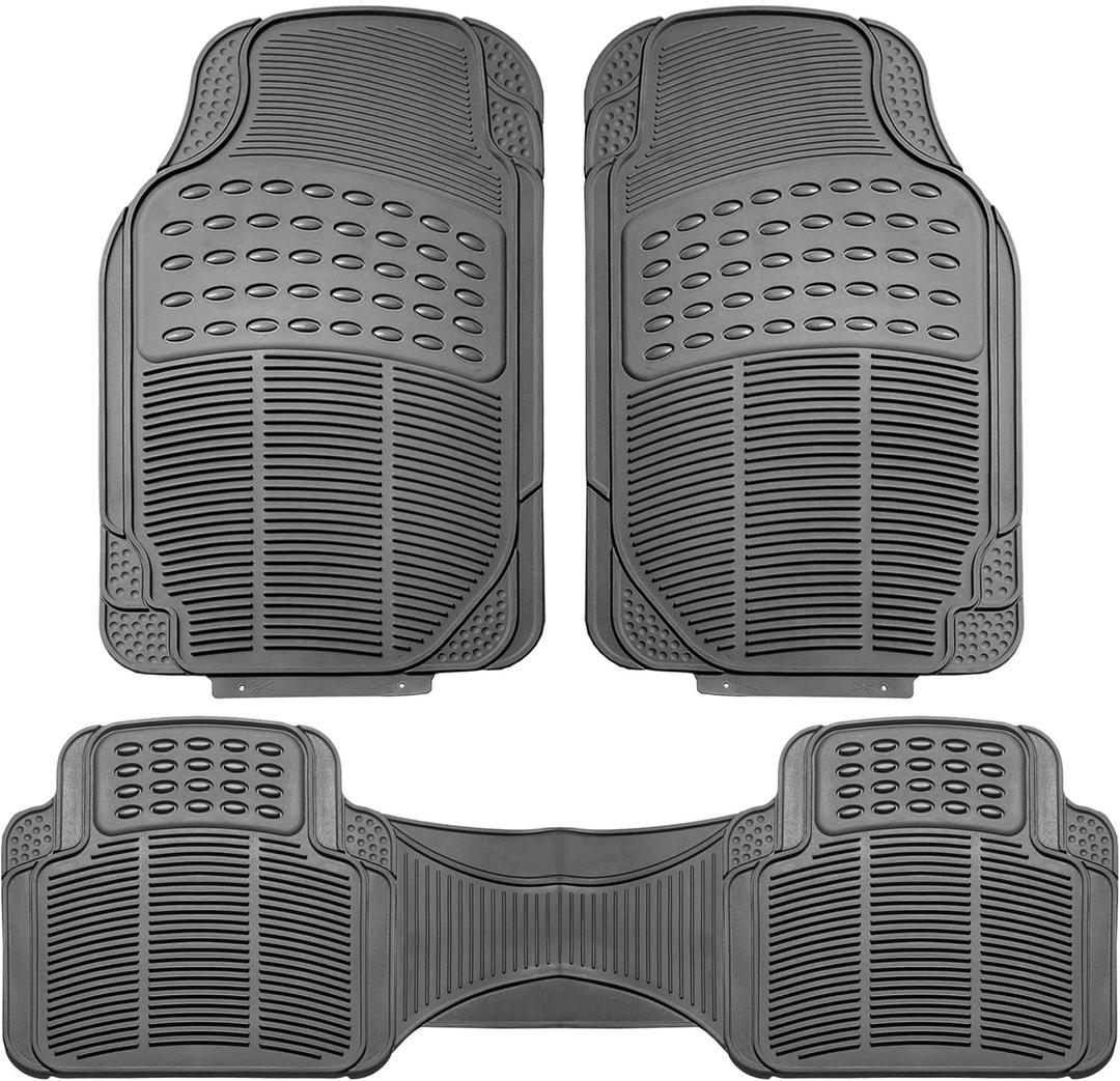FH Group Car Floor Mats - Heavy-Duty Rubber Floor Mats for Cars, Universal Fit Full Set, Trimmable Automotive Floor Mats, ClimaProof Floor Mats For Most Sedan, SUV, Truck Floor Mats Gray