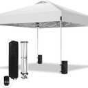 10x10 White Instant Canopy Tent Waterproof UV50+ Open Frame Shelter Easy Setup Folding Gazebo for Outdoor Weddings, Garden Parties, Camping, Beach Events