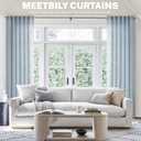 Dusty Blue Linen Curtains 84 Inches Long for Living Room 2 Panels Set Back Tab Farmhouse Boho Light Filtering Semi Sheer Stone Blue Curtains Grey Blue Drapes for Bedroom Vintage Country Decor