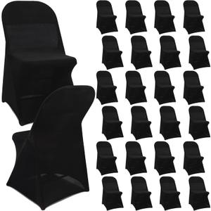 Newwiee Spandex Chair Covers Bulk - Stretch Folding Flat Front Fitted Universal Chair Protector Pack Removable Washable for Wedding Party Dining Banquet Event(Black,25 Pcs)