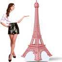 Leinuosen 6 ft Pink Eiffel Tower Cardboard Cutout Stand up Lifesize French Theme Party Decoration Eiffel Tower Photo Prop Backdrop Standup for France Night Paris Theme Party Birthday Decor