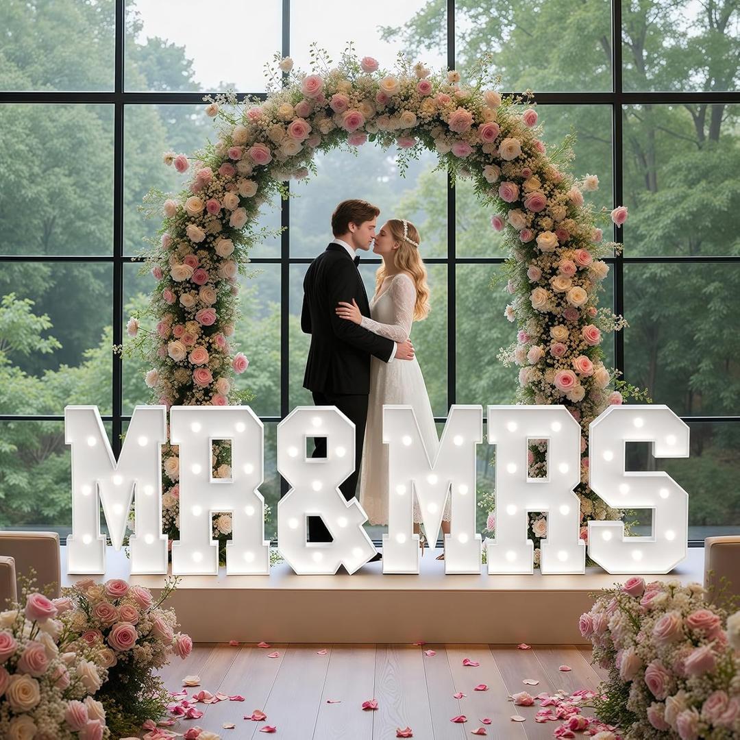 Mr and Mrs Sign 2FT Light up Letters for Wedding Decor Engagement Party Decorations Happy Anniversary Mr & Mrs Marquee Letters with 2000 Pcs Pink Rose Petals Mr and Mrs Sign 2FT Light up Letters for Wedding Decor Engagement Party Decorations Happy Anniversary Mr & Mrs Marquee Letters with 2000 Pcs Pink Rose Petals