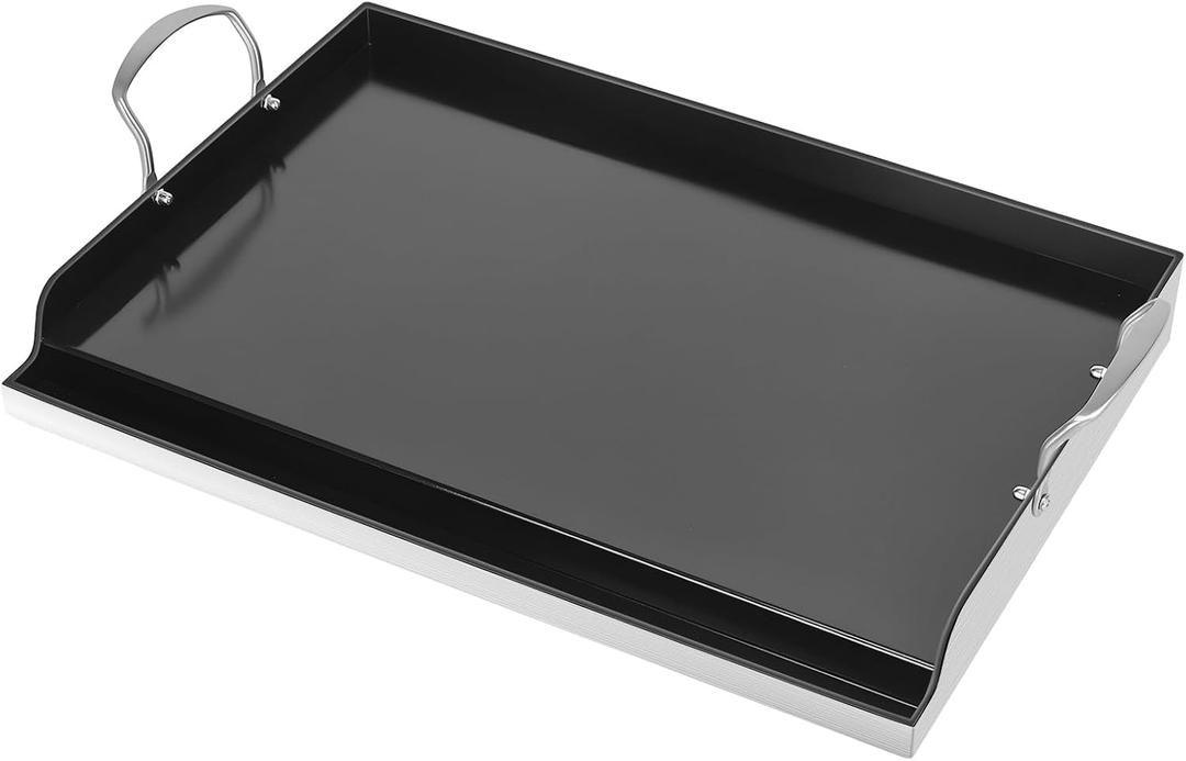 Utheer 23" x 16" Ceramic Nonstick Stainless Steel Griddle for Gas, Charcoal, Grill, Large Stove Top Griddle, Non-Toxic, PFAS/PFOA/PTFE Free, Oven Up to 500F, for BBQ, Camping & Kitchen, Black