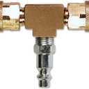 Primefit M1404-4 2-Way T-Style Air Manifold with Industrial 6-Ball Brass Couplers, 1/4"