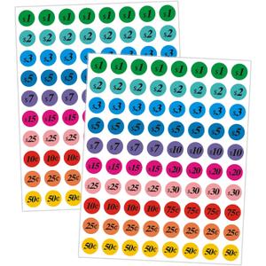 Garage Sale Price Stickers, 2000 Pieces Yard Sales Sticker 3/4 Inch Round Price Tags Labels, Multiple Denominations, Bright Colors