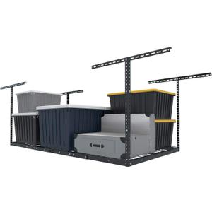 FLEXIMOUNTS 3x6 Overhead Garage Storage Adjustable Ceiling Rack 72" Length x 36" Width x 40" Height, 450lbs Weight Capacity, Black, Classic Series