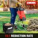 EWORK 15-Amp Electric Wood Chipper Shredder, 15:1 High Reduction Ratio with 4 Steel Blades Included, 1.77 Inch Capacity, Garden Mulcher for Composting Branches and Twigs