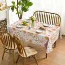 Horaldaily Groovy Retro Boho Tablecloth 60x120 Inch Rectangular, Pink 60s 70s Themed Washable Seasonal Table Cover for Party Picnic Dinner Decor