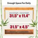 IIIOIIIA Bamboo Over the Stove Spice Shelf for Kitchen, 31.5" Spice Rack Organizer Shelf with 6 hooks, 11.4" Height Extra Storage Countertop, Easy to Assemble